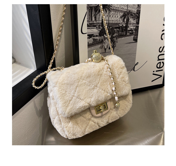 dames 2024 nieuwe kettingstijl diamant raster enkele schouder crossbody pluche tas_voghion.com