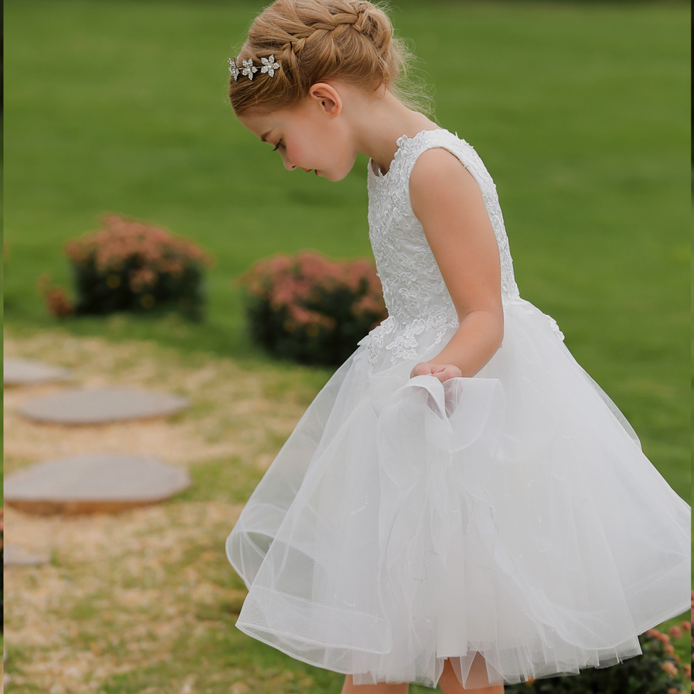 Festliches Blumen-spitzenkleid Mit Tüllrock Für Mädchen_voghion.com