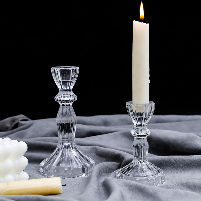 ins Nordic crystal glass candlestick aromatherapy candle holder romantic candlelight dinner table retro decorative ornaments