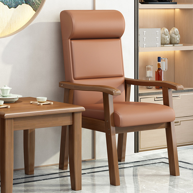Solid Wood Chair with Backrest and Armrests, Suitable for Elderly, Computer Desk, Office Chair, Conference Chair, Elevated Sofa Chair, Home Dining Chair