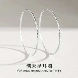 满天星s925纯银车花耳圈耳环女款小众轻奢圆圈爆款高级感耳饰礼物