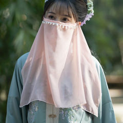 面具古風 風漢服配飾珍珠面紗女百搭紗巾防紫外線面簾非古裝