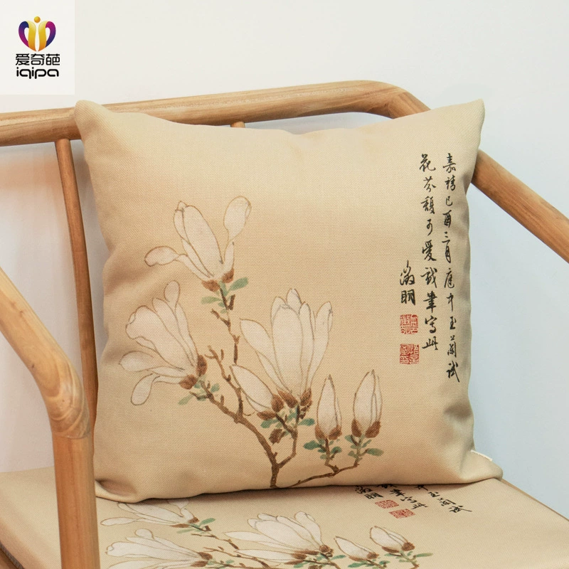 Белая магнолия хлопчатобумажная и льняная ткань в стиле причудливая художественная подушка подушка