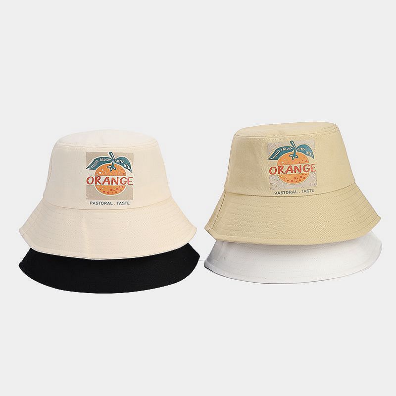 Estilo japonés artístico fresco creativo naranja patrón pescador sombrero moda estilo coreano Internet celebridad moda al aire libre protección solar sombrero para el sol