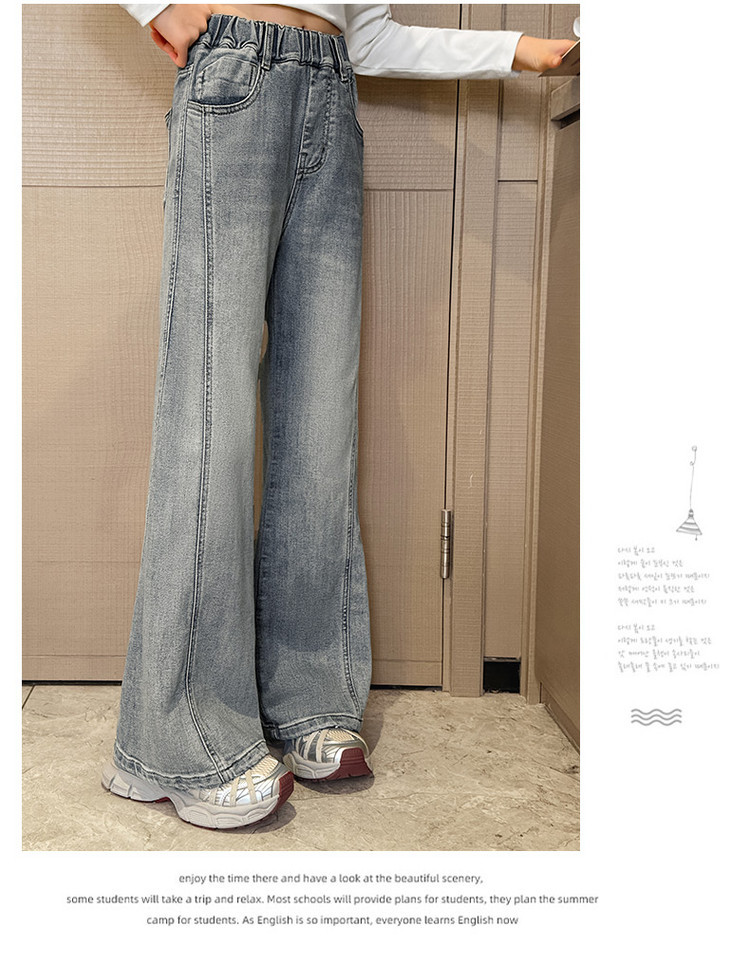 Men's Clothing Vintage Blue Flared Jeans For Kids - Stretchable Waistband, Comfortable Denim Fabric, Unisex Design For Boys & Girls (120cm-170cm)_voghion.com