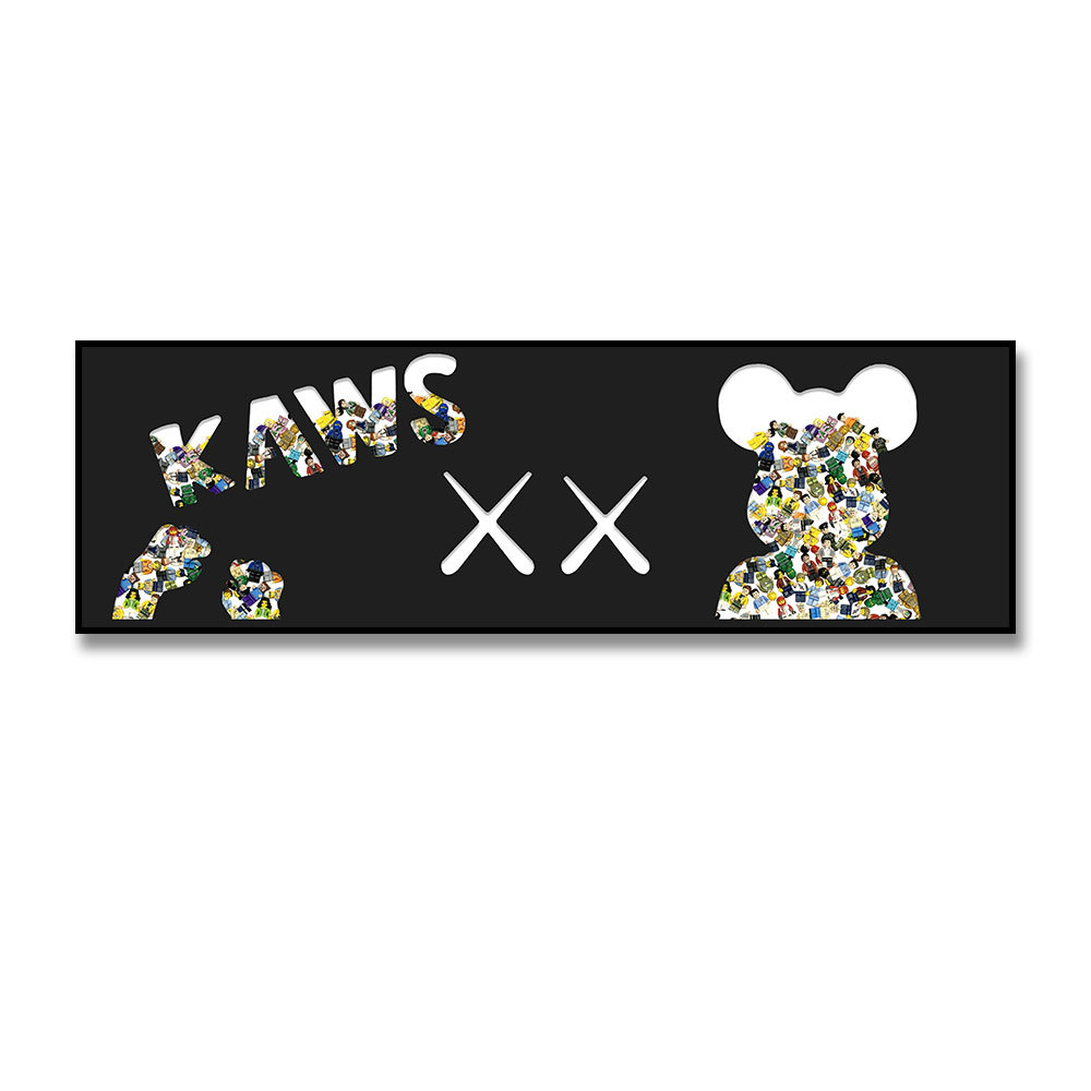 Lego building block pintura cabecera pintura decorativa marca de moda Kaws habitación de los niños dormitorio colgante pintura oso violento mural