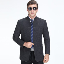 秋冬毛呢大衣男士夹克外套2025新款商务休闲立领中年爸爸羊毛茄克