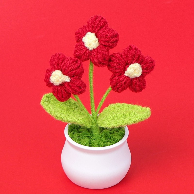 完成したウールひまわり鉢植えスズラン造花チューリップデスクトップ装飾品バレンタインデー教師クラスメートギフト|undefined