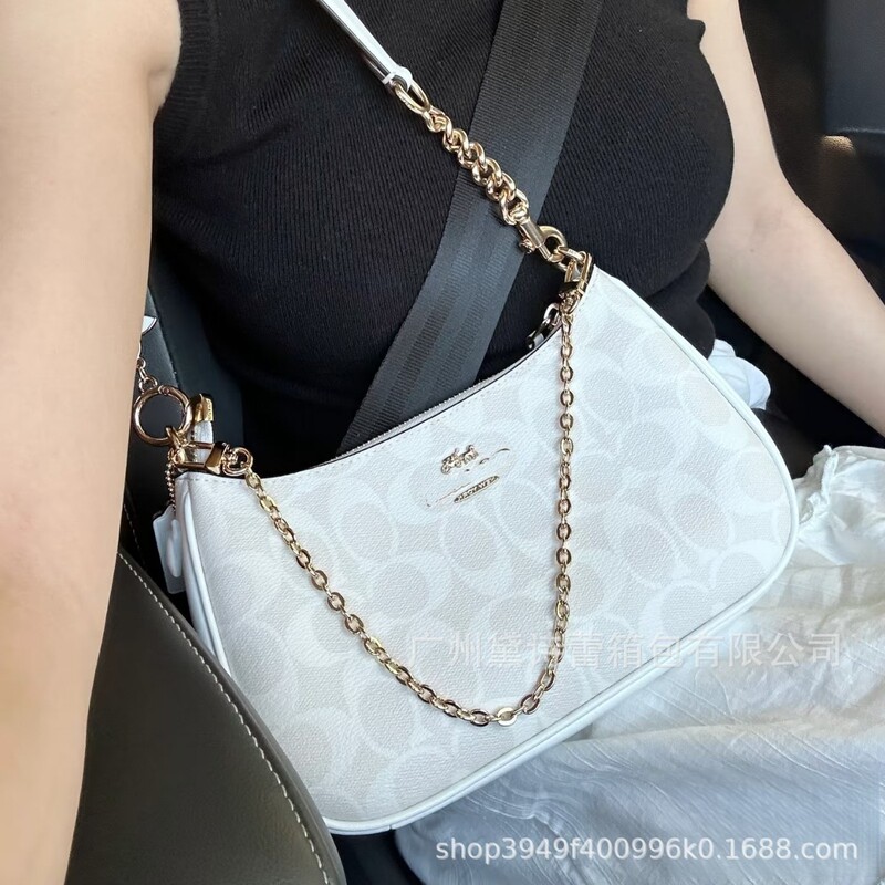 Ole's New Teri25 Glacier White Underarm Bag for Women, European and American Retro Print Crossbody Shoulder Bag, Mahjong Bag
