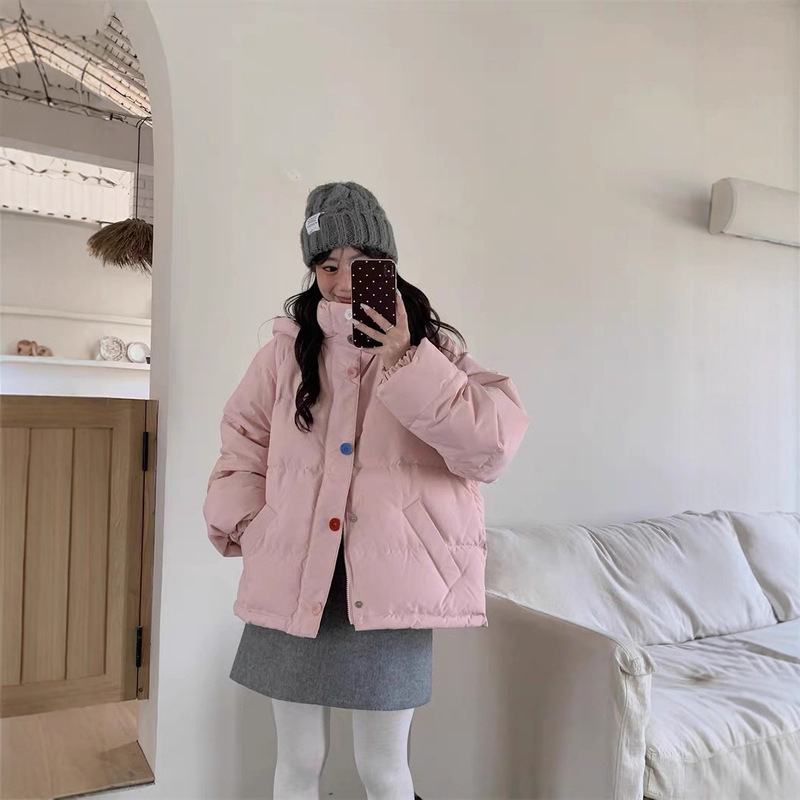 Rainbow Candy 90 White Duck down Korean Style down Jacket Women's Short Hooded Bread Jacket Pink 2025 New Winter Jacket Rainbow Candy 90 White Duck down Korean Style down Jacket Women's Short Hooded Bread Jacket Pink 2025 New Winter Jacket