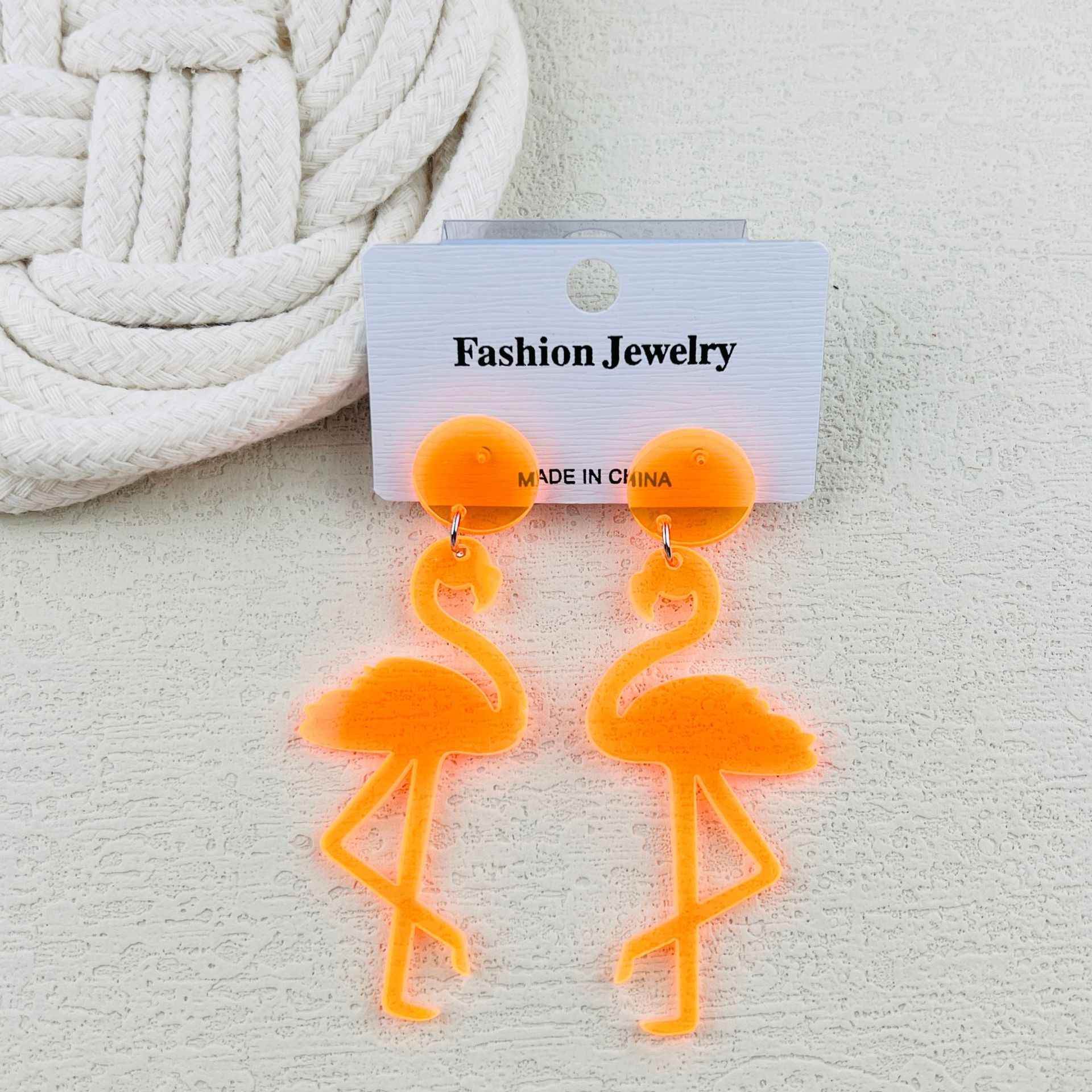 Acrylic Material 1 Pair Cute Simple Style Flamingo Arylic Drop Earrings