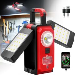 多機能ポータブル磁気吸引 LED フラッドライト パワーバンク付き ワークショップ ガレージ 緊急用