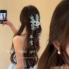 超仙水ドリル花流蘇掴み女高級感春夏新作後頭部サメ挟み写真髪飾りヘアクリップ