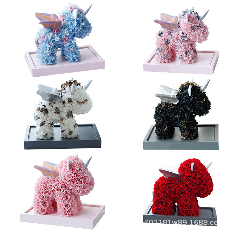 Regalos transfronterizos para el Día de San Valentín, regalos de alta gama para novias, rosas acrílicas, unicornios, flores eternas, productos terminados
