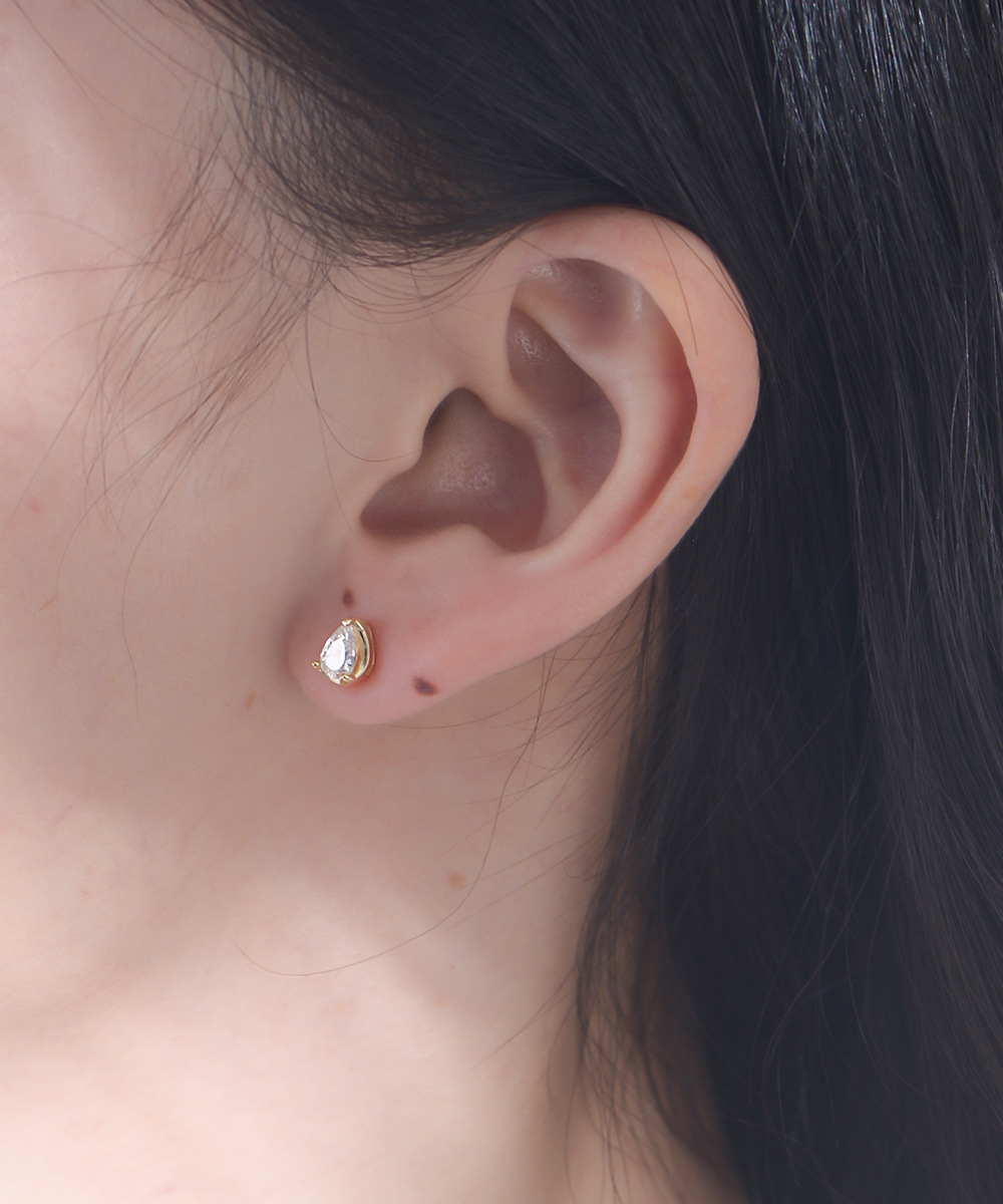 925 Sterling Silver Ear Needle Material 14K Real Gold Plated, Rhodium Plated Plating Material 1 Pair 925 Sterling Silver Water Droplets Ear Studs