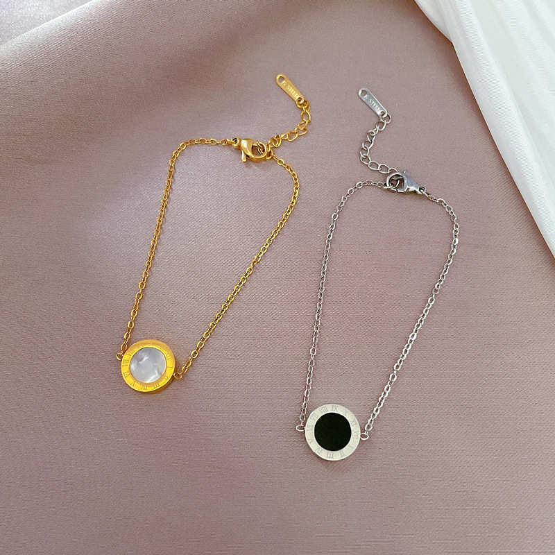 [Full body titanium steel] East Gate Furnace Gold Electroplating Personalized Roman Fritillaria Bracelet Female Netizen_voghion.com