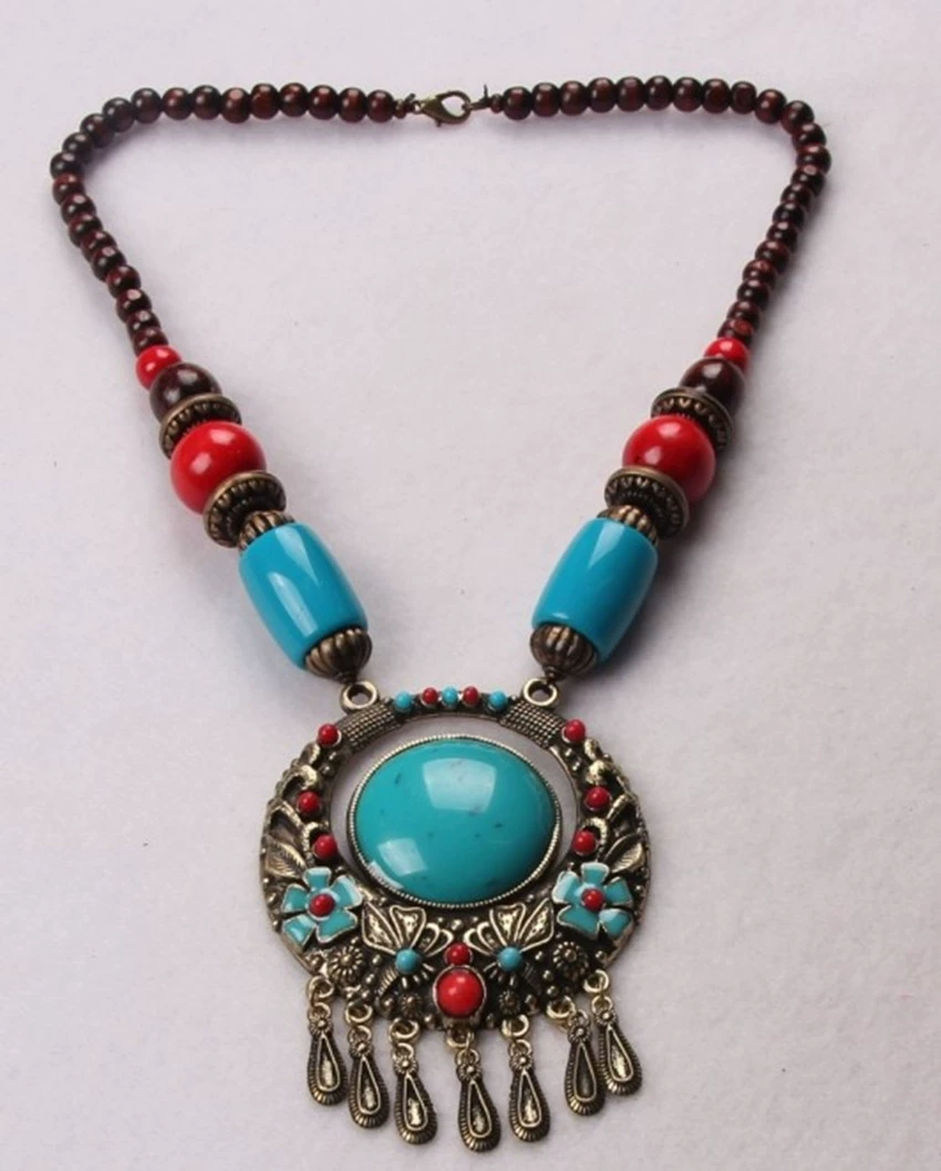 Европейский и американский Новый океанический богемный стиль камень цветок Капля воды Женское Ожерелье