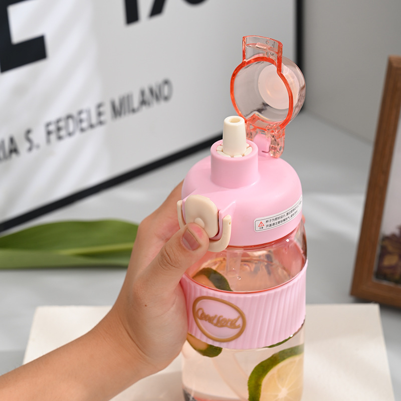 Taza de agua de alto valor facial, taza de paja antideslizante portátil para hombres y mujeres, taza de mano resistente a altas temperaturas, taza de plástico para estudiantes de clase