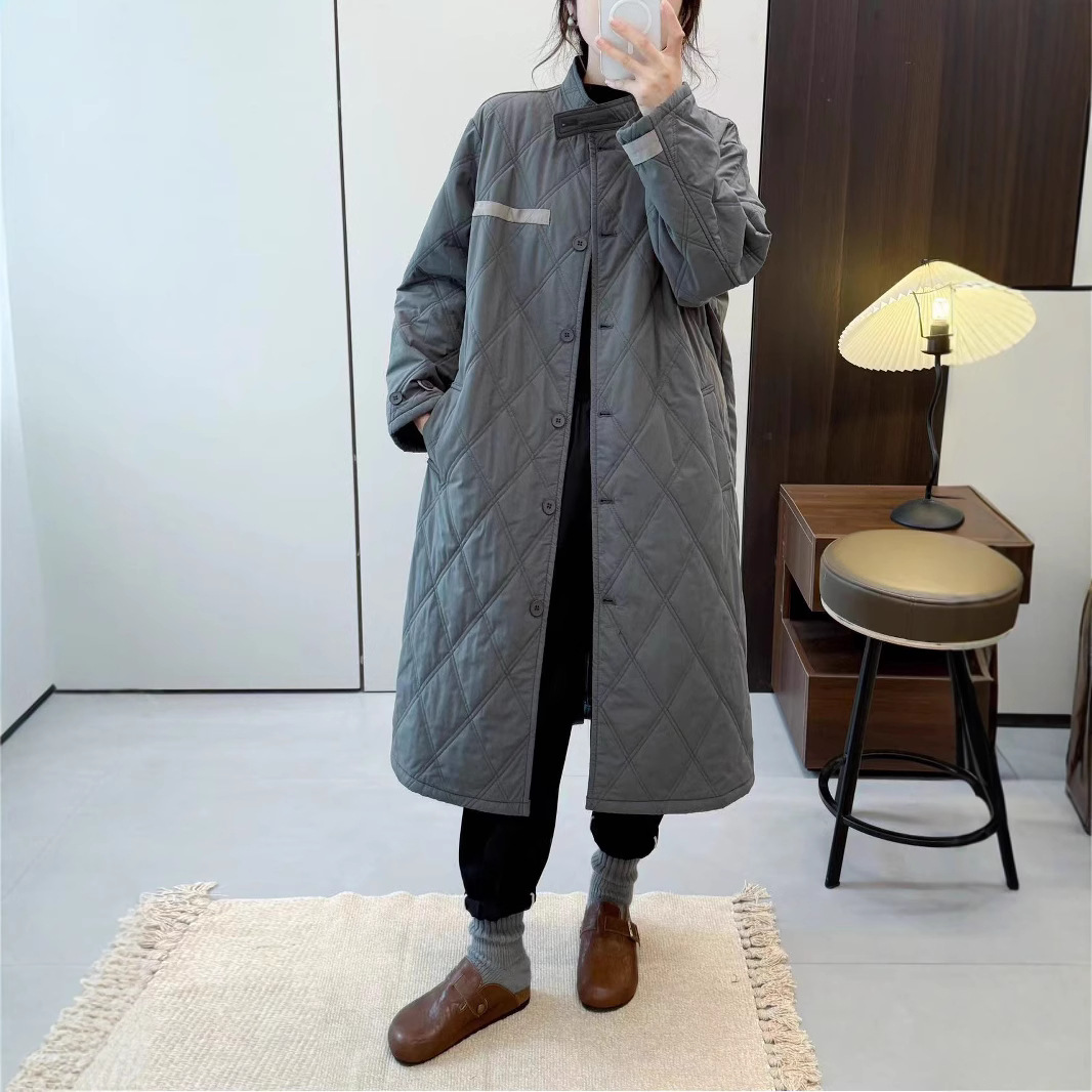 (2개) 새로운 다이아몬드 모양의 긴면 패딩 코트면 패딩 재킷