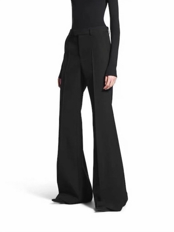 MIJKO男装女立体剪裁Flared Pants微喇西裤男女同款阔脚黑色长裤|undefined