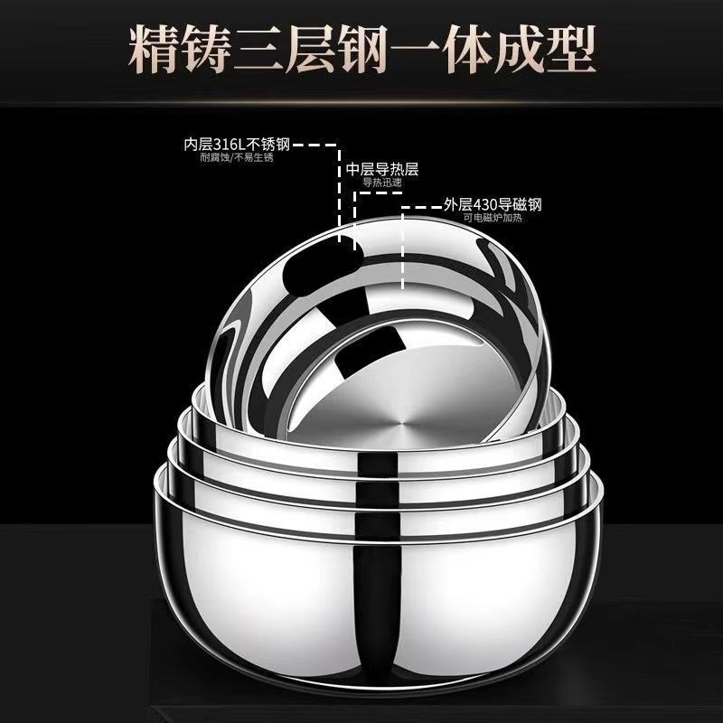 不锈钢盆特厚家用厨房油盆和面盆汤盆调料烘培盆圆形加深洗菜盆|undefined