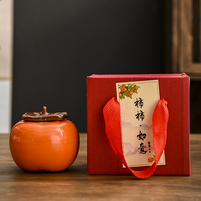 Керамическая банка для чайного дыни persimmon, маленькая банка для хранения, герметичная банка конфеты, свадебная сувенирная банка, герметичная, влагозащита