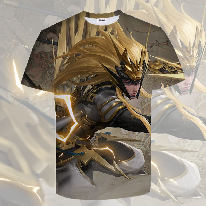 Summer King Glory Clothes Hero 3D Printed T-shirt Trendy Ins Abstract Shenwei Short-sleeved Jacket for Men and Women Youth