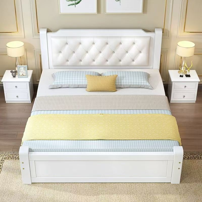 Solid Wood Bed 1.8m Economical Adult Master Bedroom Double Bed European Style 1.5m Home Use 1.2m Single Bed 1m