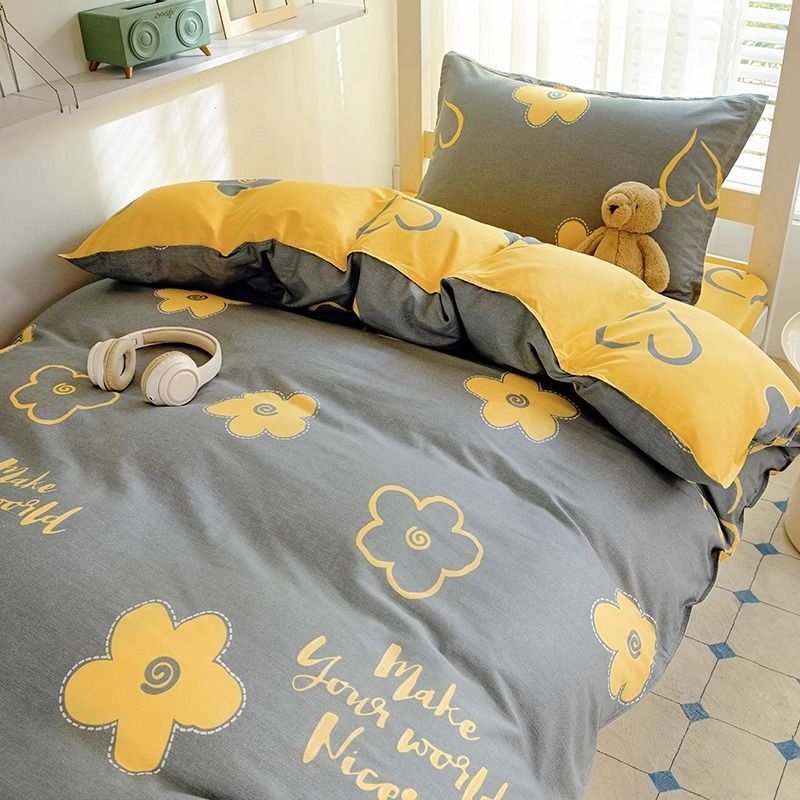 100 cubierta de edredón de algodón dormitorio de estudiantes de una sola pieza cubierta de edredón de algodón 120x200 una sola persona doble dormitorio conjunto de edredón de tres piezas