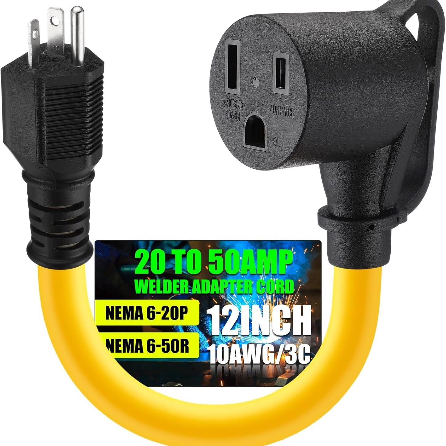 兼容NEMA 6-20P 公用到 6-50R 母用 20Amp 到 50Amp 焊接器适配器