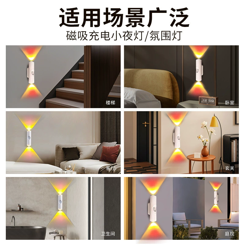 Lights, rechargeable sconce, smart physiological induction night light for bedroom for wardrobe, cat's eye, human sensor