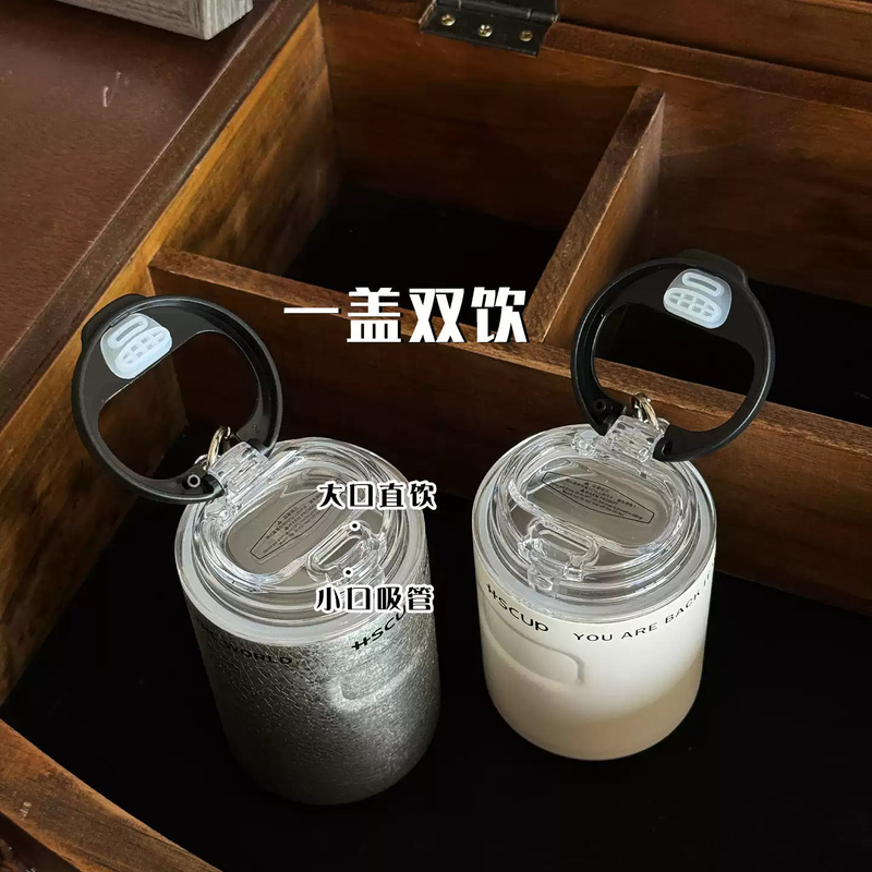 简约小巧咖啡杯一杯双饮水杯便携迷你小众高级不锈钢真空杯子|undefined