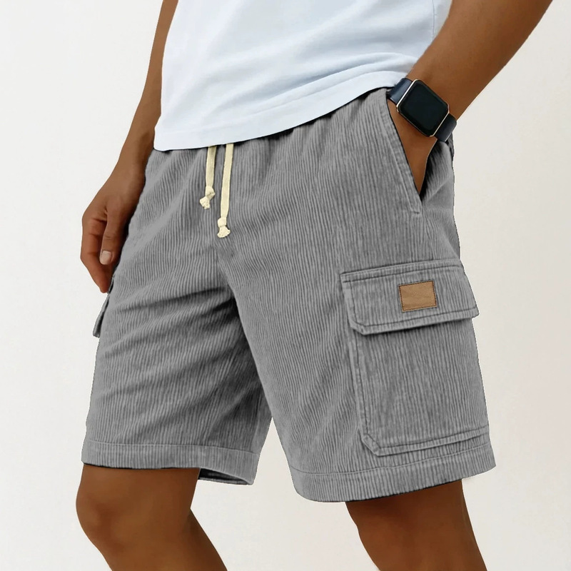 2026 New Cross-Border Striped Versatile Large-Size Men's Drawstring Corduroy Shorts with Side Double Pockets and Leather Label 2026 New Cross-Border Striped Versatile Large-Size Men's Drawstring Corduroy Shorts with Side Double Pockets and Leather Label