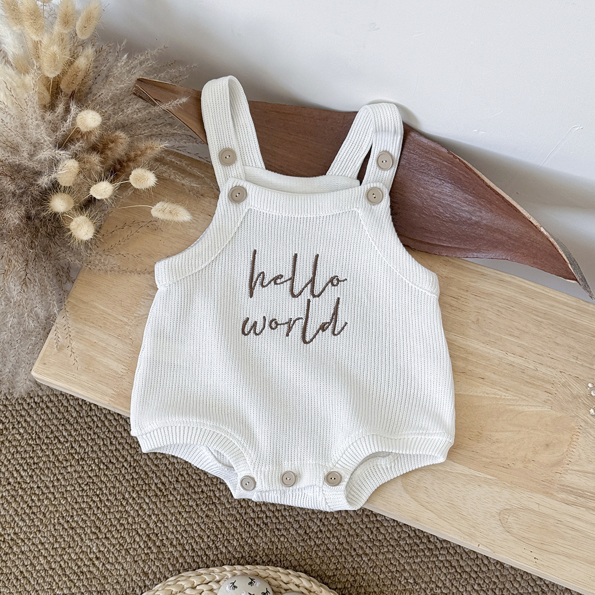 Factory Direct Sales Baby Alphabet Embroidered Suspender Jumpsuit Spring and Autumn Baby Crawling Clothes Cross-Border