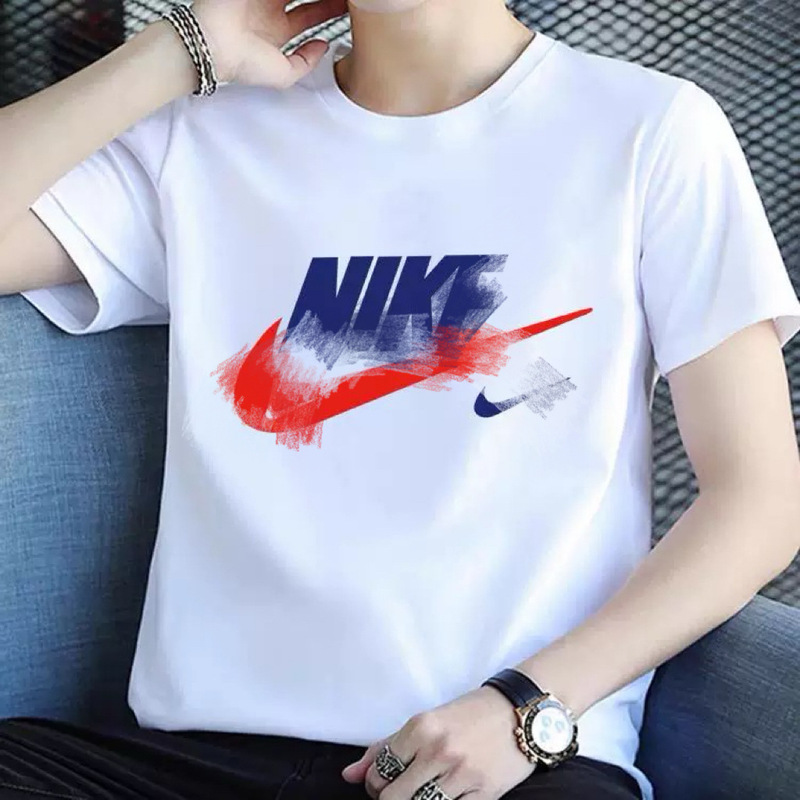 メンズピュアコットン半袖Tシャツメンズファッション夏ネットレッドトレンドインシンプルプリントトップルーズカジュアルTシャツ|undefined