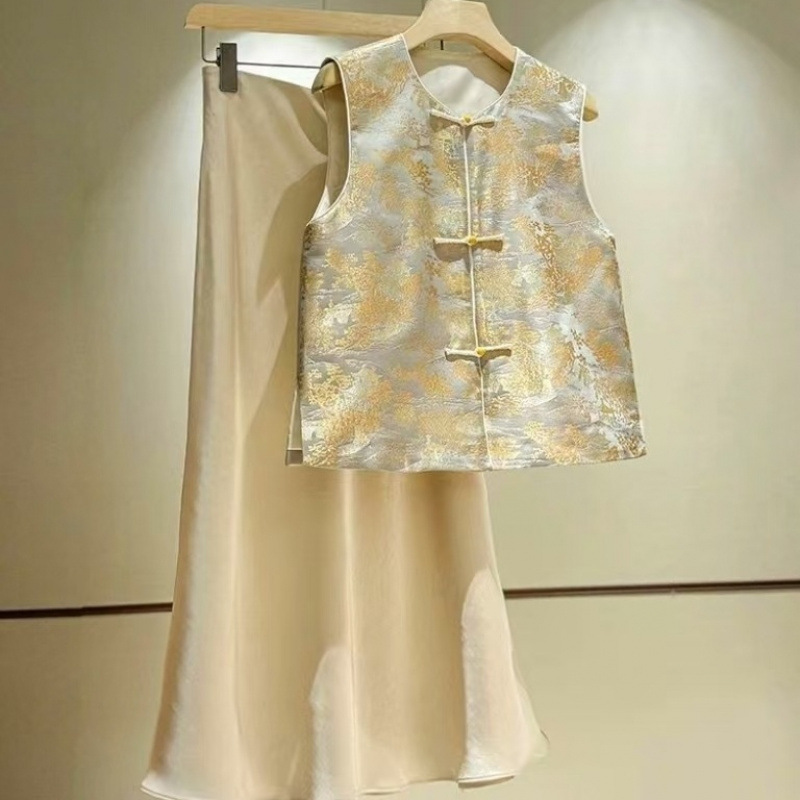 Light Luxury Woven Song Brocade Vest for Women 2025 Spring and Summer New Round Neck Elegant Jacquard New Chinese Style Vest