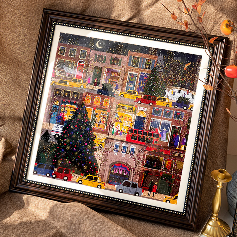 Winter Light Frame galison Winter Light Christmas Puzzle Square American Vintage Coffee Frame Wall Mounted Frame
