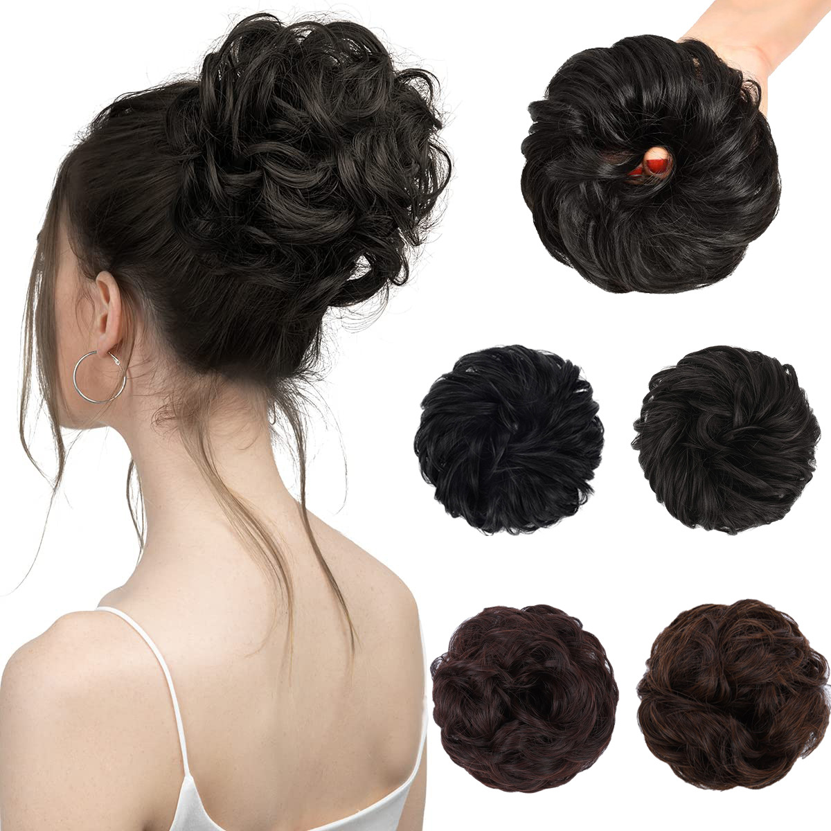 Peluca mujer bola cabeza anillo para el cabello seda mate simulación cabeza de capullo esponjosa cola de caballo rizada anillo para el cabello versión coreana