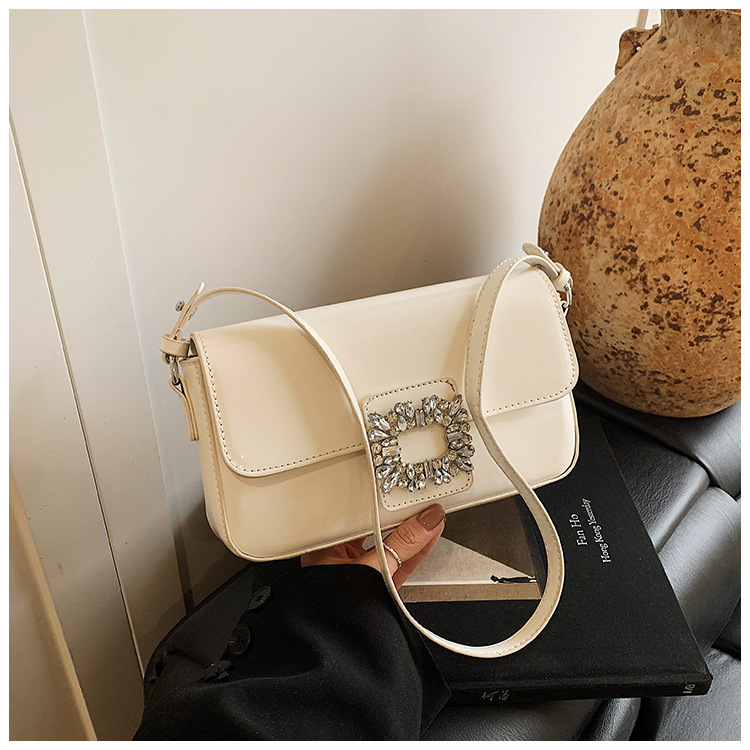 Korean style trendy underarm bag 2025 summer new women's bag, stylish diamond-encrusted single-shoulder bag, patent leather shiny crossbody bag undefined