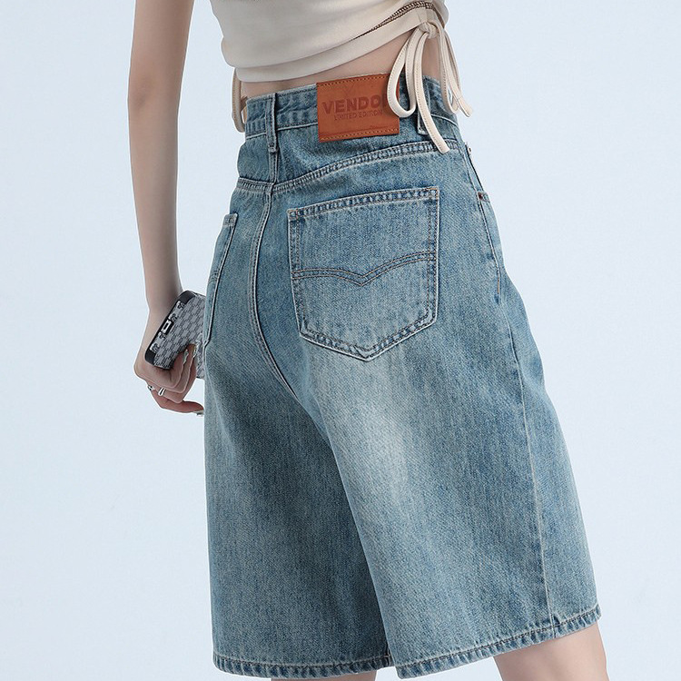 Women's Denim Shorts 2025 Summer New High-Waisted Slimming Thin Mid-Length Shorts