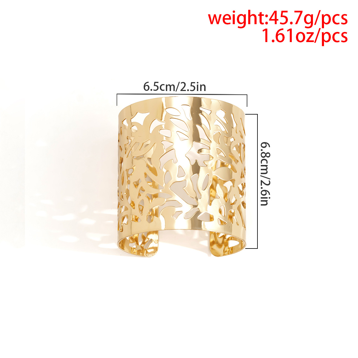 Bracelet en métal personnalisé style hip-hop, large niche minimaliste creuse en forme de fleur pour femmes_voghion.com