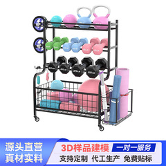 跨境亚马逊体育用品瑜伽垫篮球置物哑铃运动健身房移动储物收纳架
