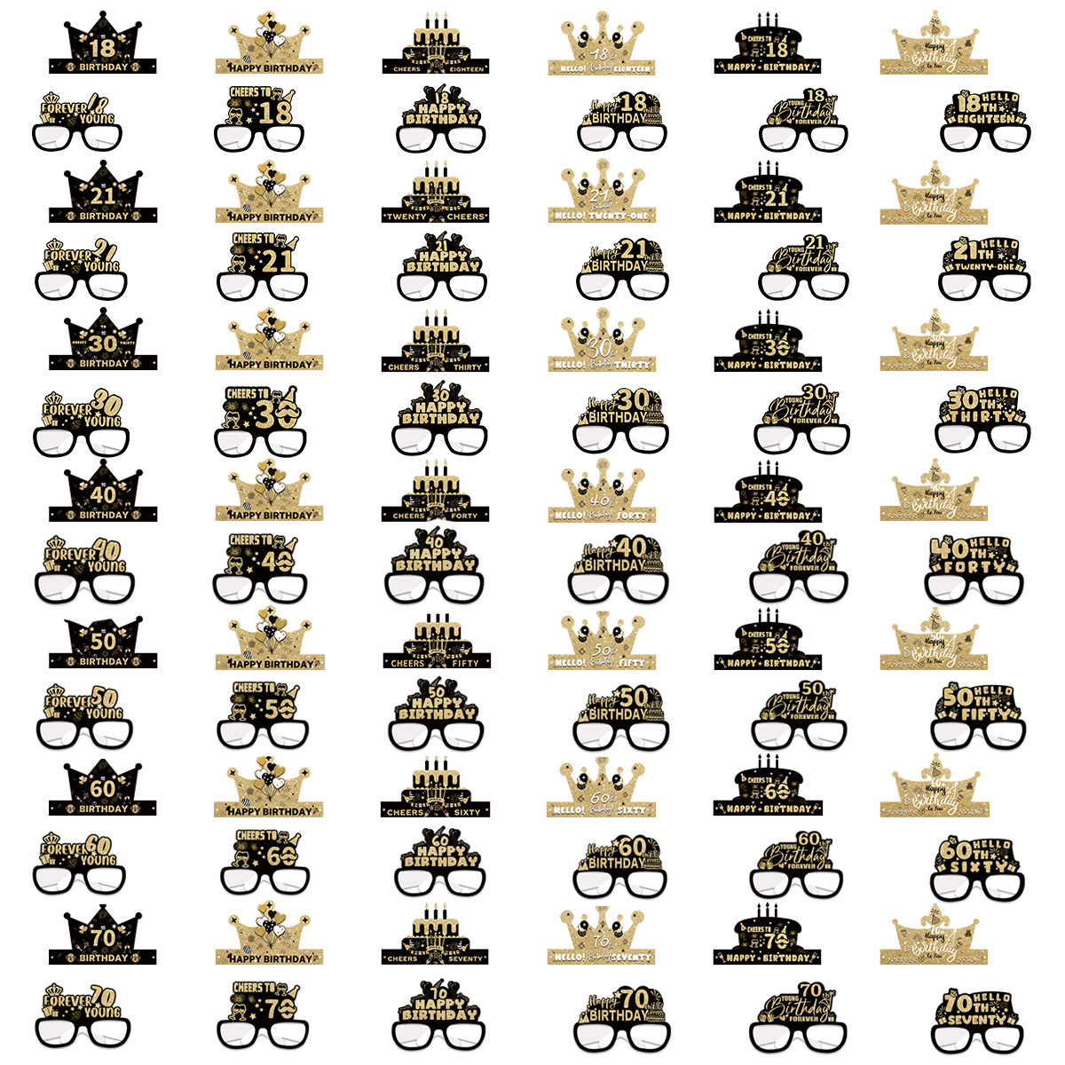 2024 transfronteriza nueva decoración de cumpleaños accesorios de la foto gafas de papel sombrero traje de fiesta suministros