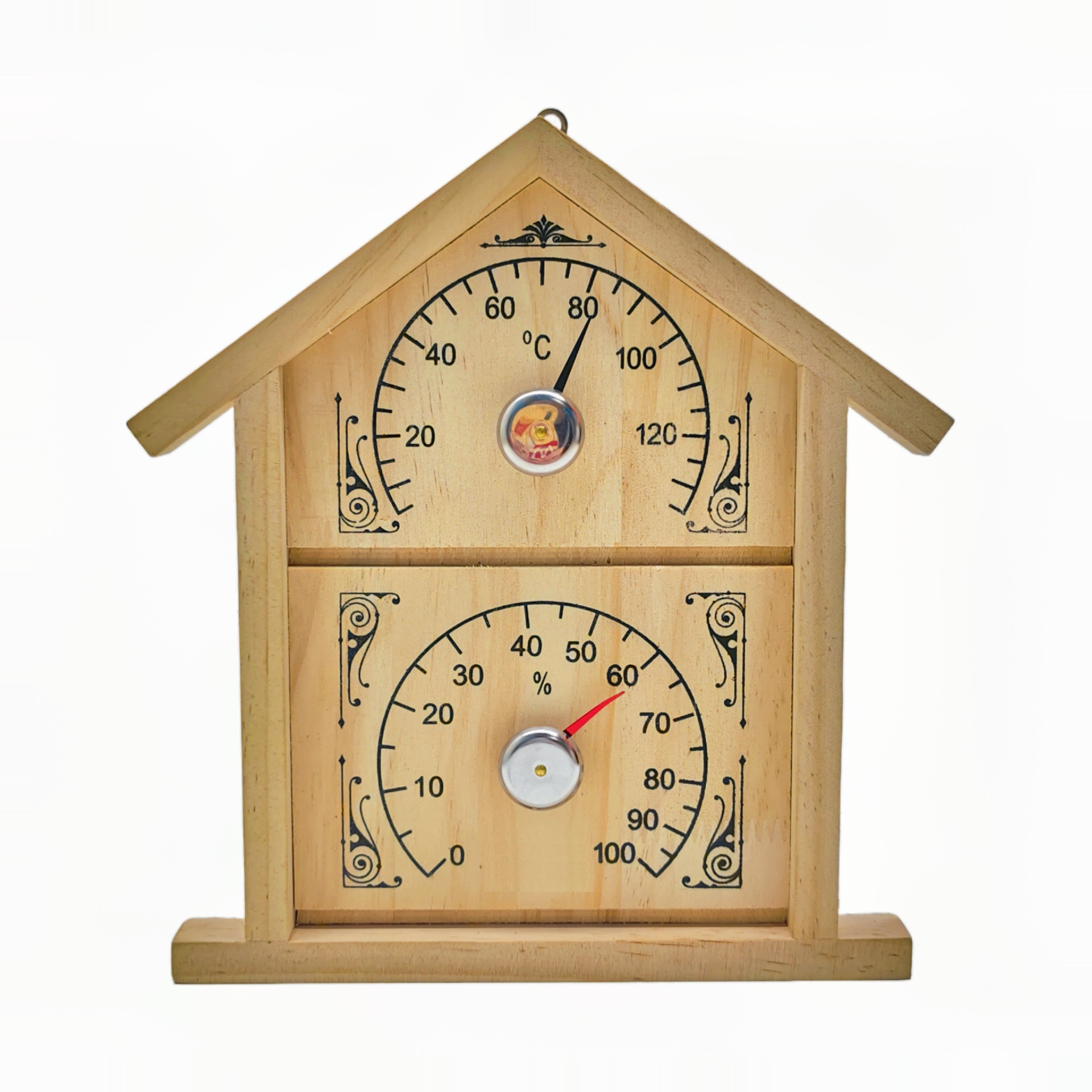 造型双金属实木板二合一桑拿温度计湿度计BSCI厂家供应桑拿房专用