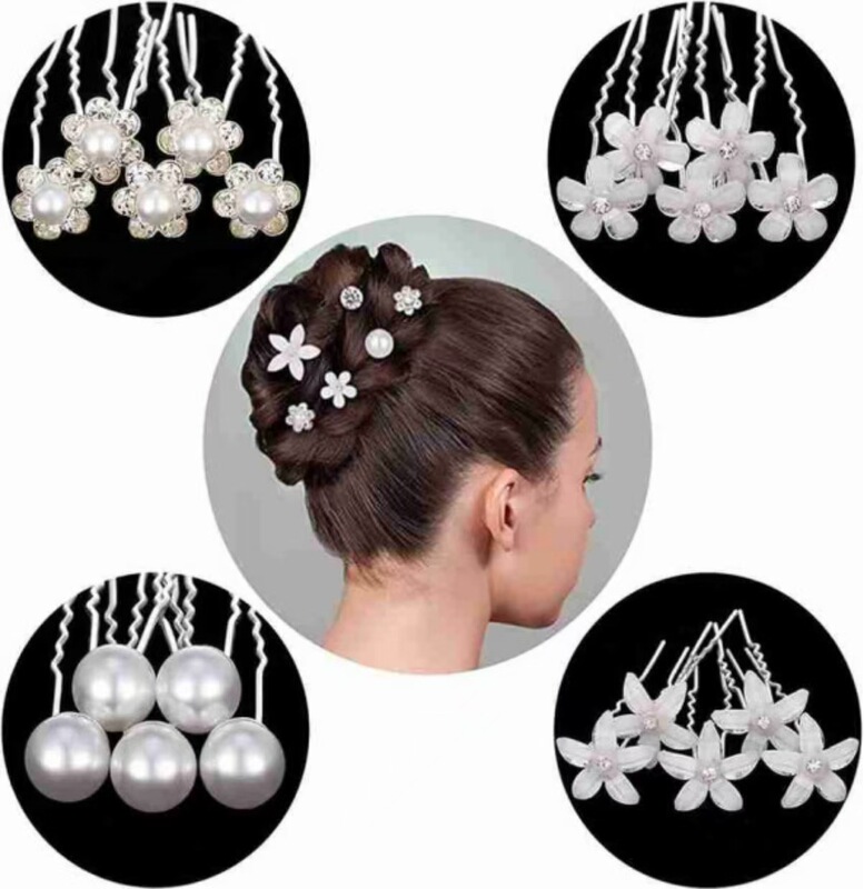 真珠のU型のヘアピンのヘアピンのビーズの花の髪とフォークの髪のドリルの花嫁の髪の花のフォークのU型のヘアピンの女性|undefined