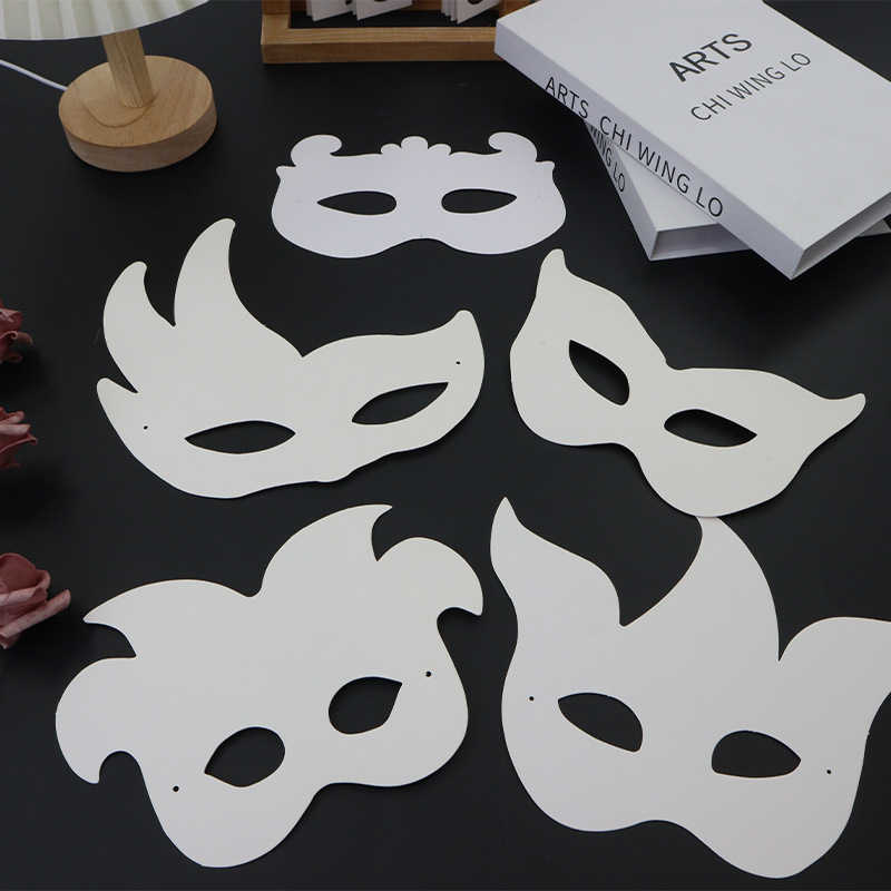 DIY máscara de pulpa blanca infantil pulpa en blanco máscara pintada a mano graffiti máscara pintada a mano