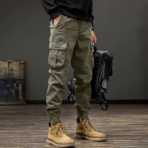 2025 Spring and Autumn Retro Work Pants for Men, Loose Straight Leg, Trendy Brand with Large Pockets, Casual Long Pants, Wide Leg Tuck-in Pants