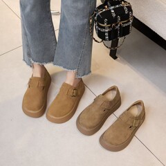 厚い底の全カバーは2足のベーケン靴を履いています。女性2025春の新型の本革の復古の小さい背が高くなります。