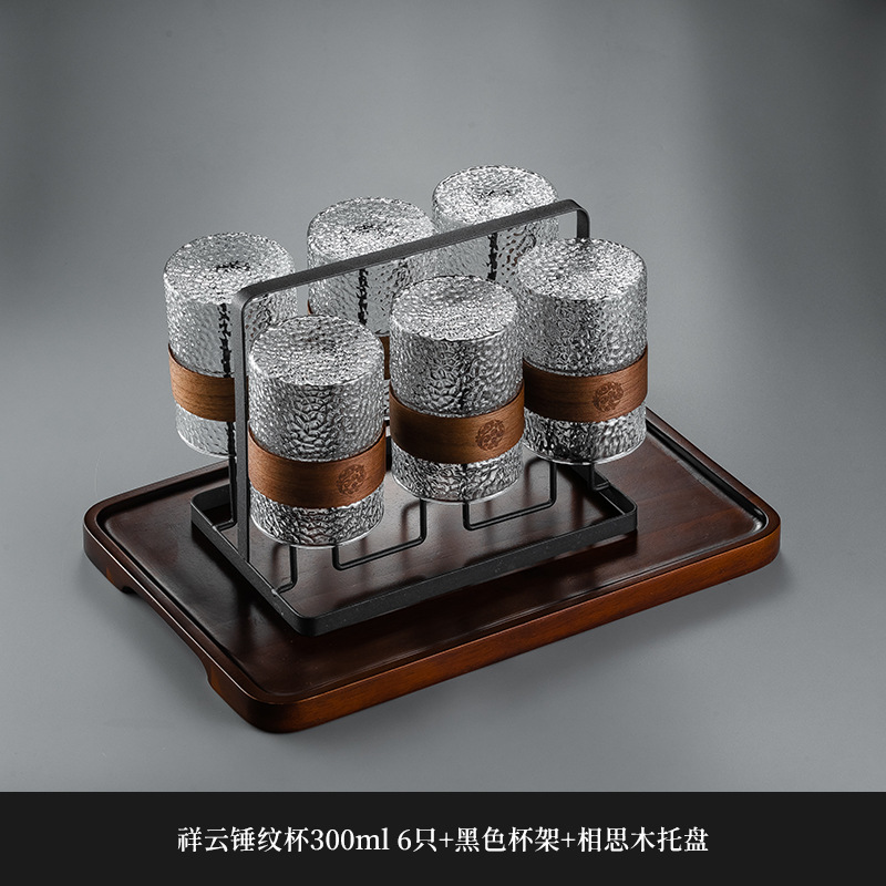 Nuevo chino patrón vertical taza de vidrio hogar de alta temperatura resistente taza de té hervidor de agua traje taza de beber anti-escaldado sala de estar hospitalidad