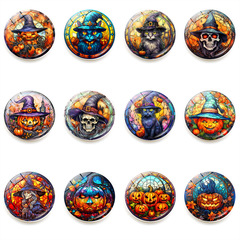Cross-border Halloween Witch Refrigerator Magnet Crystal Glass Magnetic Whiteboard Sticker Ghost Pumpkin Decor 25mm